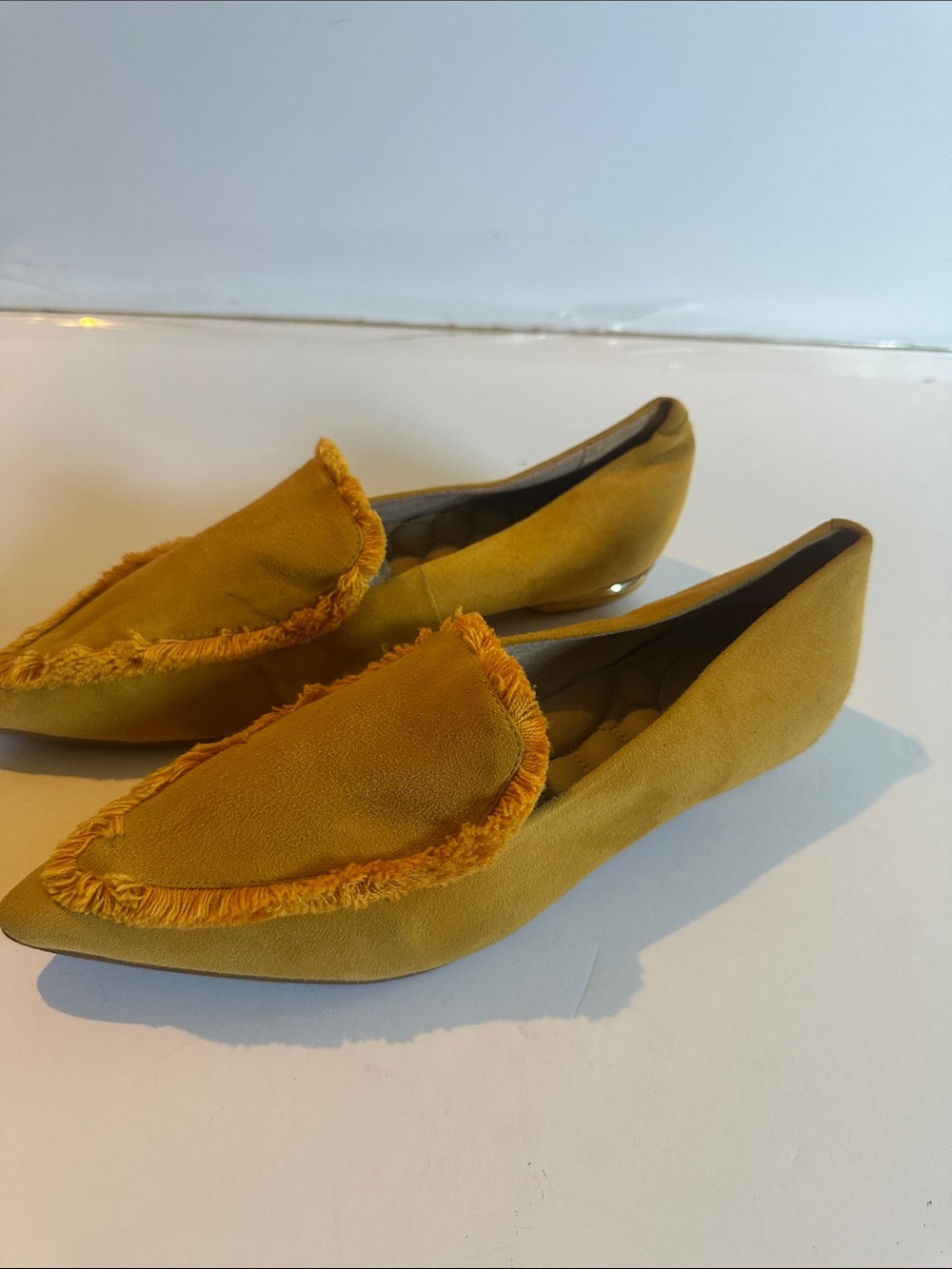 Donald J. Pliner Mustard Reanna Suede Fringe Pointed Driver Shoe